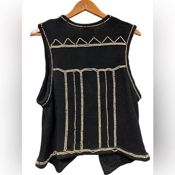 Vintage Lisa Ashley Beaded Vest black & gold Large Cottagecore Grandmacore Women - Picture 8 of 8